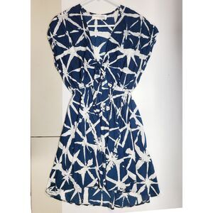 Walker & Wade Blue White Batik Tie-Front Beach Romper - Size XS